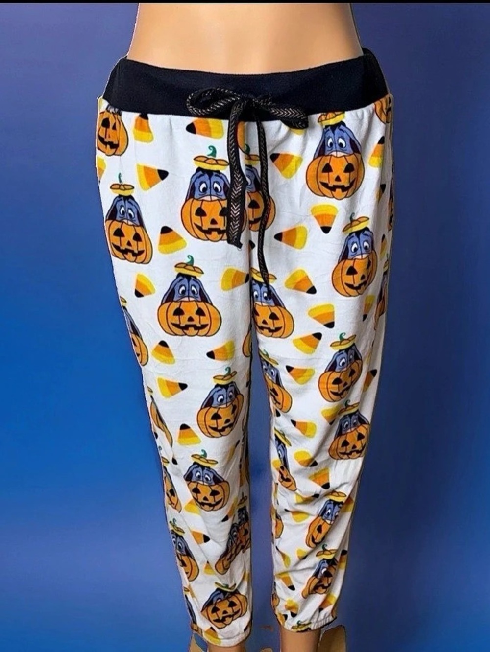 Disney Eeyore Pumpkin Candy Corn Halloween Sleepwear Pants Pajama Pants Large